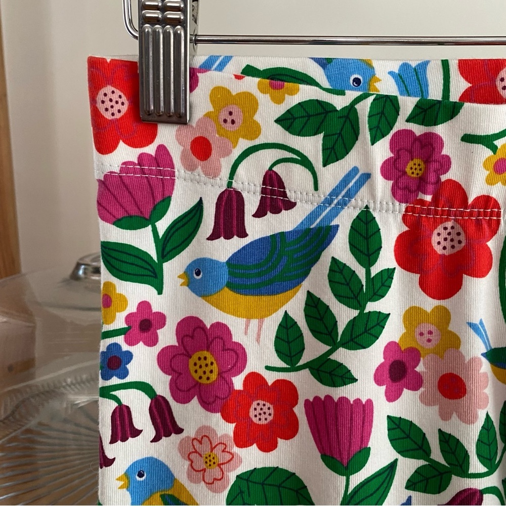Mini Boden Colorful Floral Bird Print Fun Leggings 10 - Picture 7 of 12